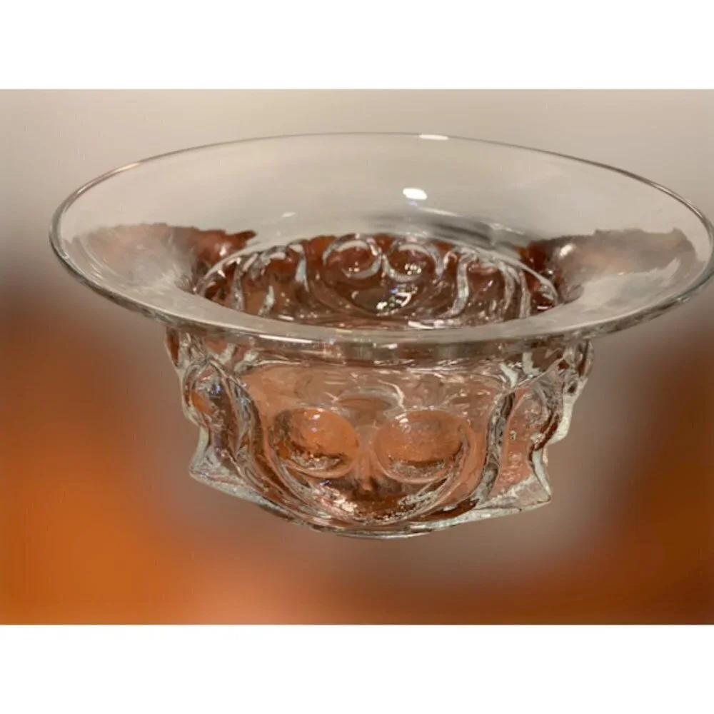 Large Vintage Mid-Century Modern Scandinavian Glass Bowl Centerpiece 11